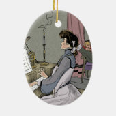 Op haar piano keramisch ornament (Achterkant)