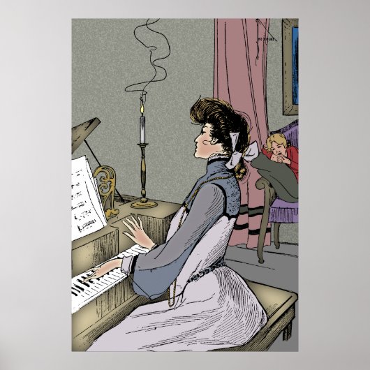 Op haar piano poster (Voorkant)