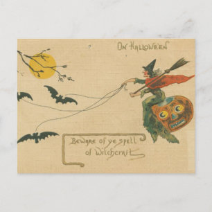 Op Halloween Beware van Witchcraft  Briefkaart