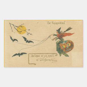 Op Halloween Beware van Witchcraft Rechthoekige Sticker