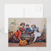 Op Halloween boren Kinderen appels op. Briefkaart (Voorkant / Achterkant)