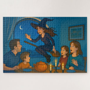 Op Halloween verwelkomen we de heksen! Legpuzzel
