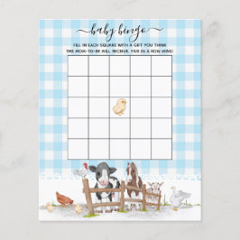 Op het Baby shower Bingo Game van landbouwdieren