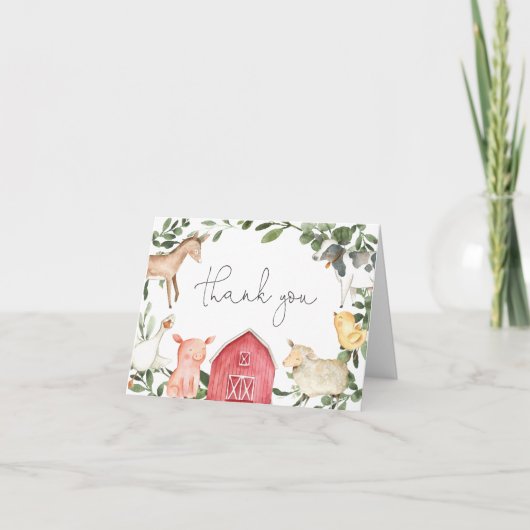 Op het Baby shower Boerderij - Hartelijk dank Bedankkaart (Voorkant)