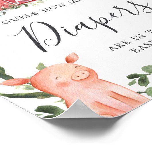 Op het Baby shower Boerderijen raden we hoeveel lu Poster (Hoek)