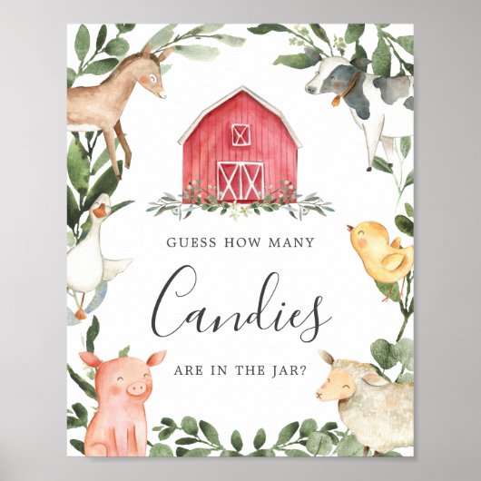 Op het Baby shower Boerderijen raden we hoeveel Sn Poster (Voorkant)