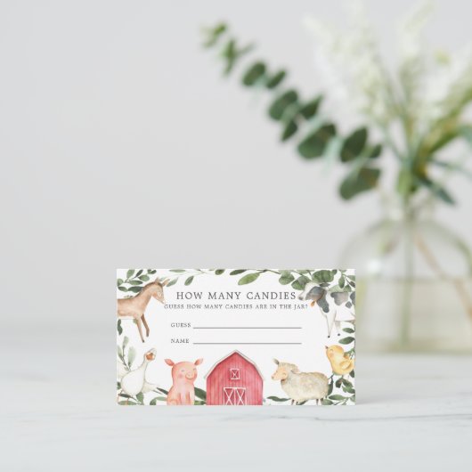 Op het Baby shower van het Boerderij denk je hoeve Informatiekaartje (Staand voorkant)