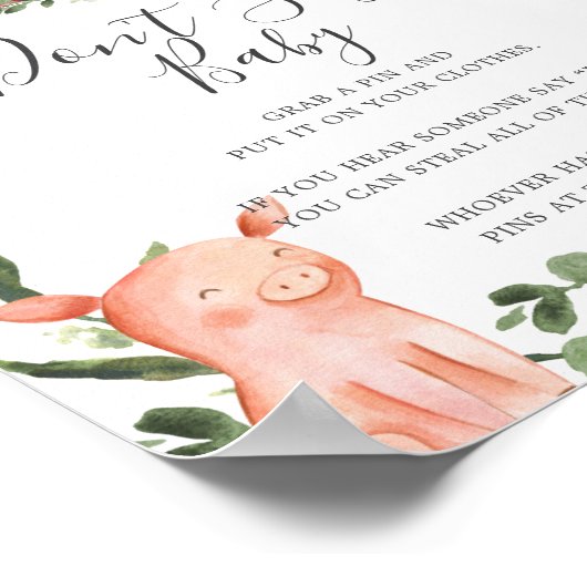 Op het Baby shower van het Boerderij zeg niet Baby Poster (Hoek)
