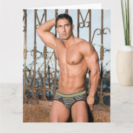 Op het balkon Hot Guy LGBT Groetjes Kaart