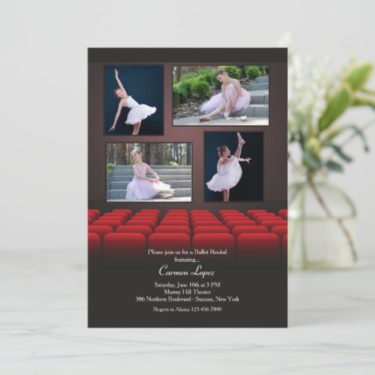 Op het Big Screen 4 Foto-uitnodiging Kaart (Staand voorkant)