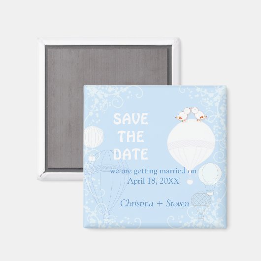 Op het blauwe vliegveld van Air Baby Wedding Save  Magneet (Voorkant / Achterkant)