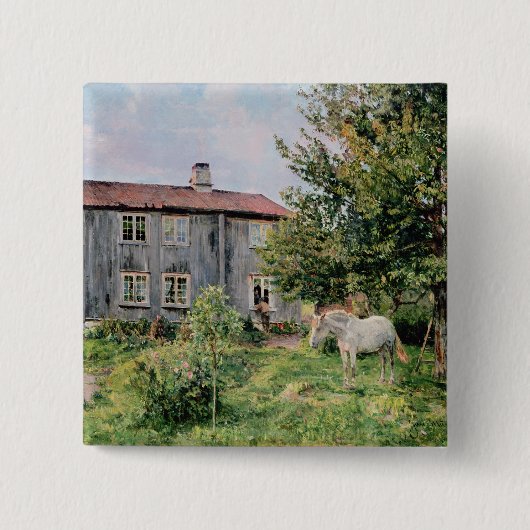 Op het Boerderij, 1889 Vierkante Button 5,1 Cm (Voorkant)