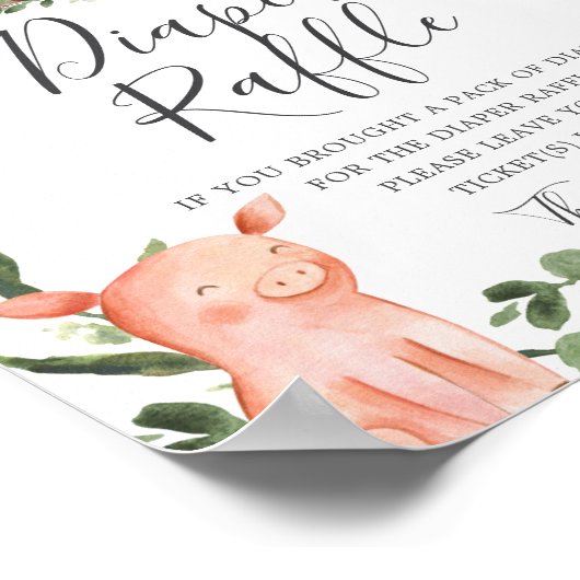 Op het Boerderij Baby shower Diaper Raffle Sign Poster (Hoek)