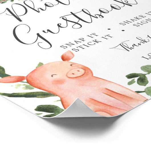 Op het Boerderij Baby shower Foto Guestbook Poster (Hoek)