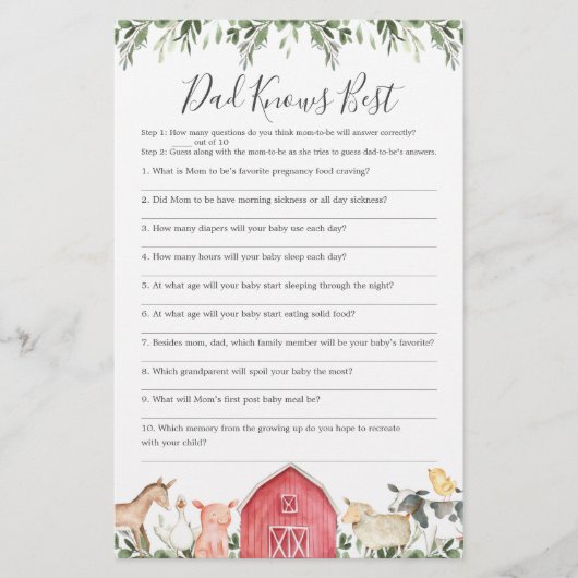 Op het Boerderij Baby shower kent papa het beste s (Voorkant)