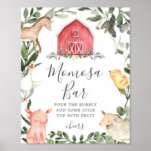 Op het Boerderij Baby shower Mimosa Bar Sign Poster (Voorkant)