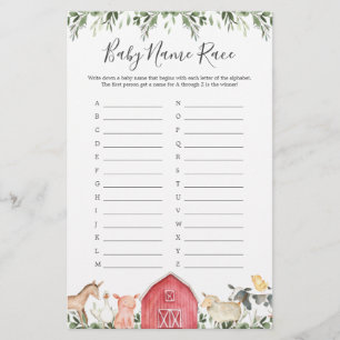 Op het Boerderij Baby shower Race Game