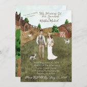 Op het Boerderij bruiloft uitnodiging - Brunette - (Voorkant / Achterkant)