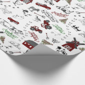 Op het Boerderij Christmas Wrapping Paper Cadeaupapier (Hoek)