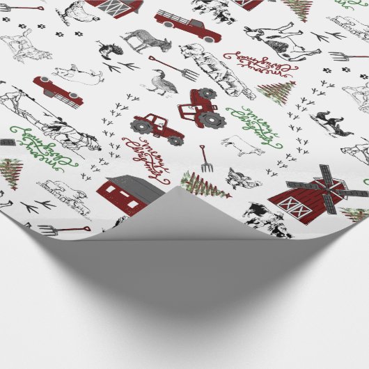 Op het Boerderij Christmas Wrapping Paper Cadeaupapier (Hoek)