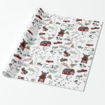Op het Boerderij Christmas Wrapping Paper Cadeaupapier<br><div class="desc">Boerderij kerstinpakpapier met boerderijdieren en het leven. De kleuren zijn rood,  groen,  zwart en wit.</div>