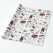 Op het Boerderij Christmas Wrapping Paper Cadeaupapier (Uitgerold)