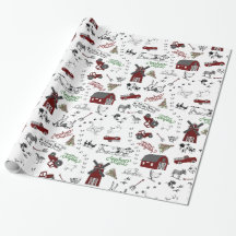 Op het Boerderij Christmas Wrapping Paper