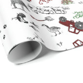 Op het Boerderij Christmas Wrapping Paper Cadeaupapier (Rol Hoek)