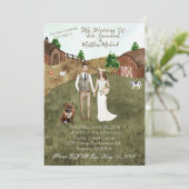 Op het Boerderij huwelijksuitnodiging - Brunette-B Kaart (Staand voorkant)