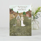 Op het Boerderij huwelijksuitnodiging - met huiska Kaart (Staand voorkant)