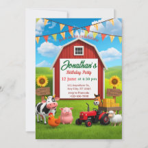 Op het Boerderij Kids Birthday Invitation