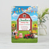 Op het Boerderij Kids Birthday Invitation Kaart (Staand voorkant)