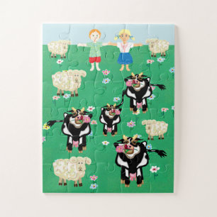 Op het boerderij kinderen legpuzzel