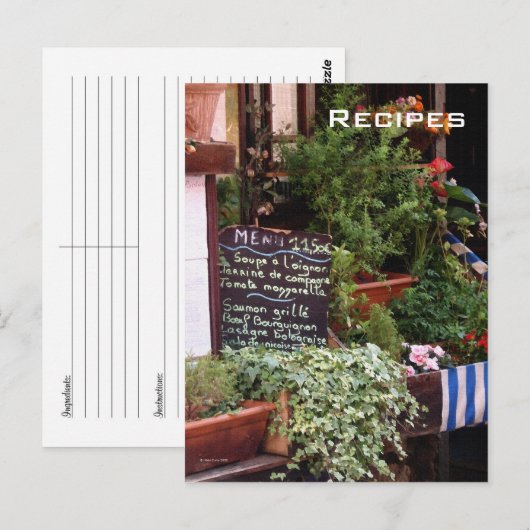 Op het Briefkaart Menu (Voorkant / Achterkant)