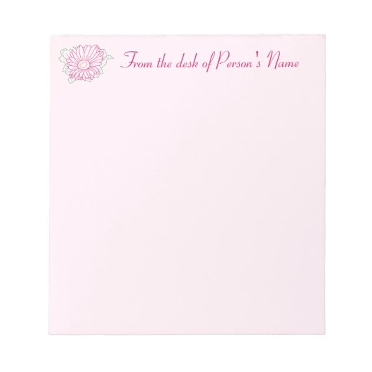 Op het bureau Aangepaste Fuchsia Flower-Notitieblo Notitieblok (Voorkant)