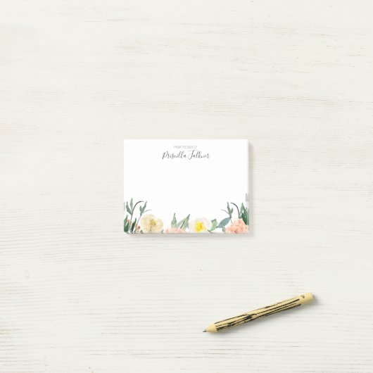 Op het bureau van de Blush Pink Waterverf Flowers Post-it® Notes (Op bureau)