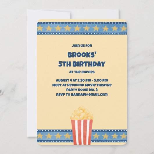 Op het Films Verjaardagsfeest Kaart (Achterkant)