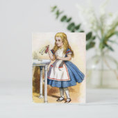 Op het flesje stond "Drink me", dus Alice deed dat Briefkaart (Staand voorkant)