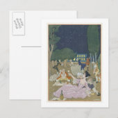 Op het gras, illustratie voor "Fetes Galantes" doo Briefkaart (Voorkant / Achterkant)