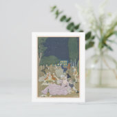 Op het gras, illustratie voor "Fetes Galantes" doo Briefkaart (Staand voorkant)