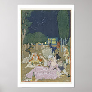 Op het gras, illustratie voor "Fetes Galantes" doo Poster