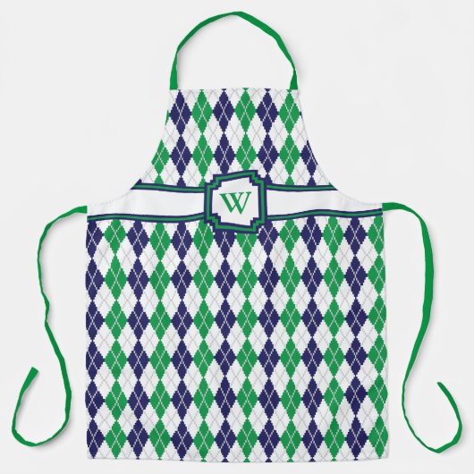 Op het Green Argyle All-Over Print Schort (Voorkant)