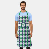 Op het Green Argyle All-Over Print Schort (Gedragen)