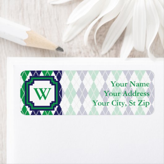 Op het Green Argyle Retouradreslabel Etiket (Insitu)