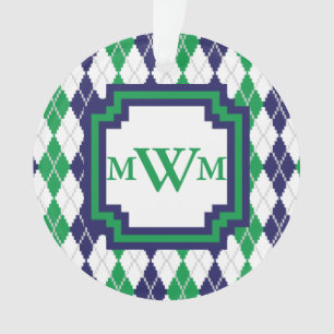 Op het groene Argyle-acrylornament Ornament