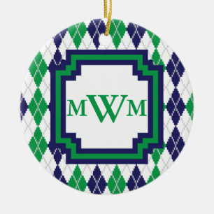 Op het groene Argyle-ornament Keramisch Ornament