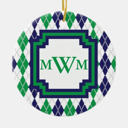 Op het groene Argyle-ornament Keramisch Ornament (Voorkant)