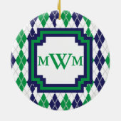 Op het groene Argyle-ornament Keramisch Ornament (Achterkant)