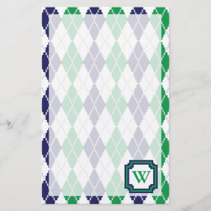 Op het groene Argyle-schrijfpapier Briefpapier
