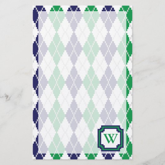 Op het groene Argyle-schrijfpapier Briefpapier (Voorkant)